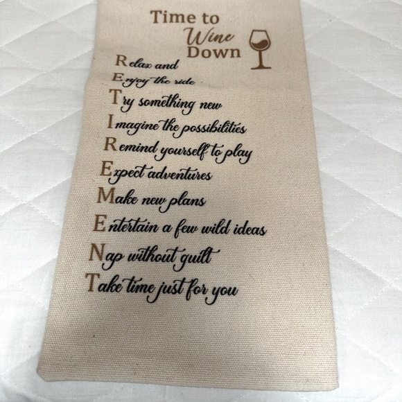 Wine Gift Bag Canvas With Drawstring “Time To Wine Down” 13.5”x 6.5” - Picture 4 of 6
